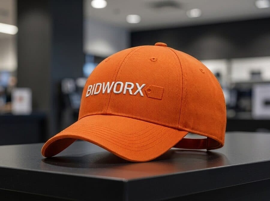 Orange BidWorx branded ball cap