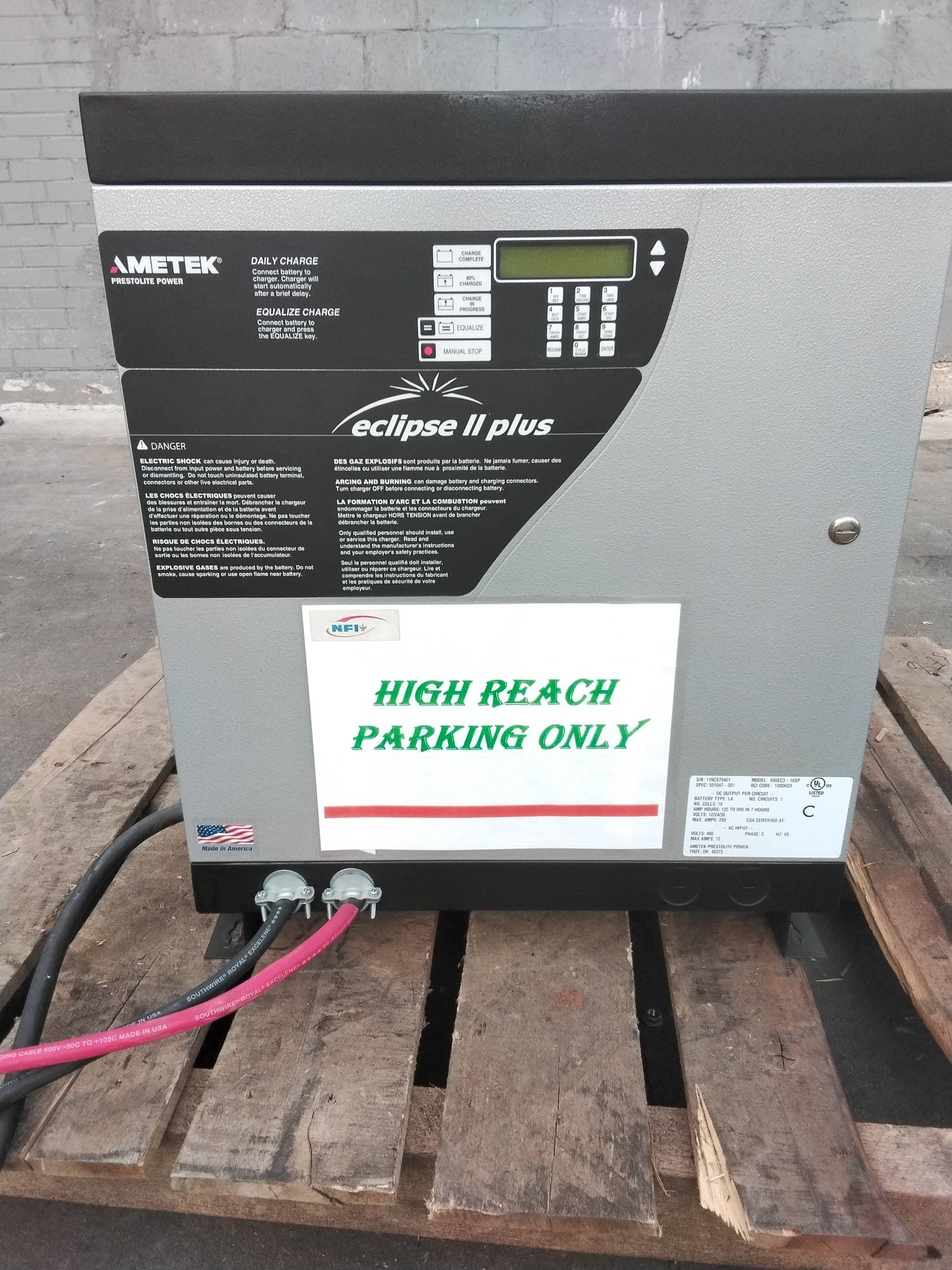 Ametek Prestolite Power 800EC3-18SP 12/24/36V Industrial Forklift Battery Charger