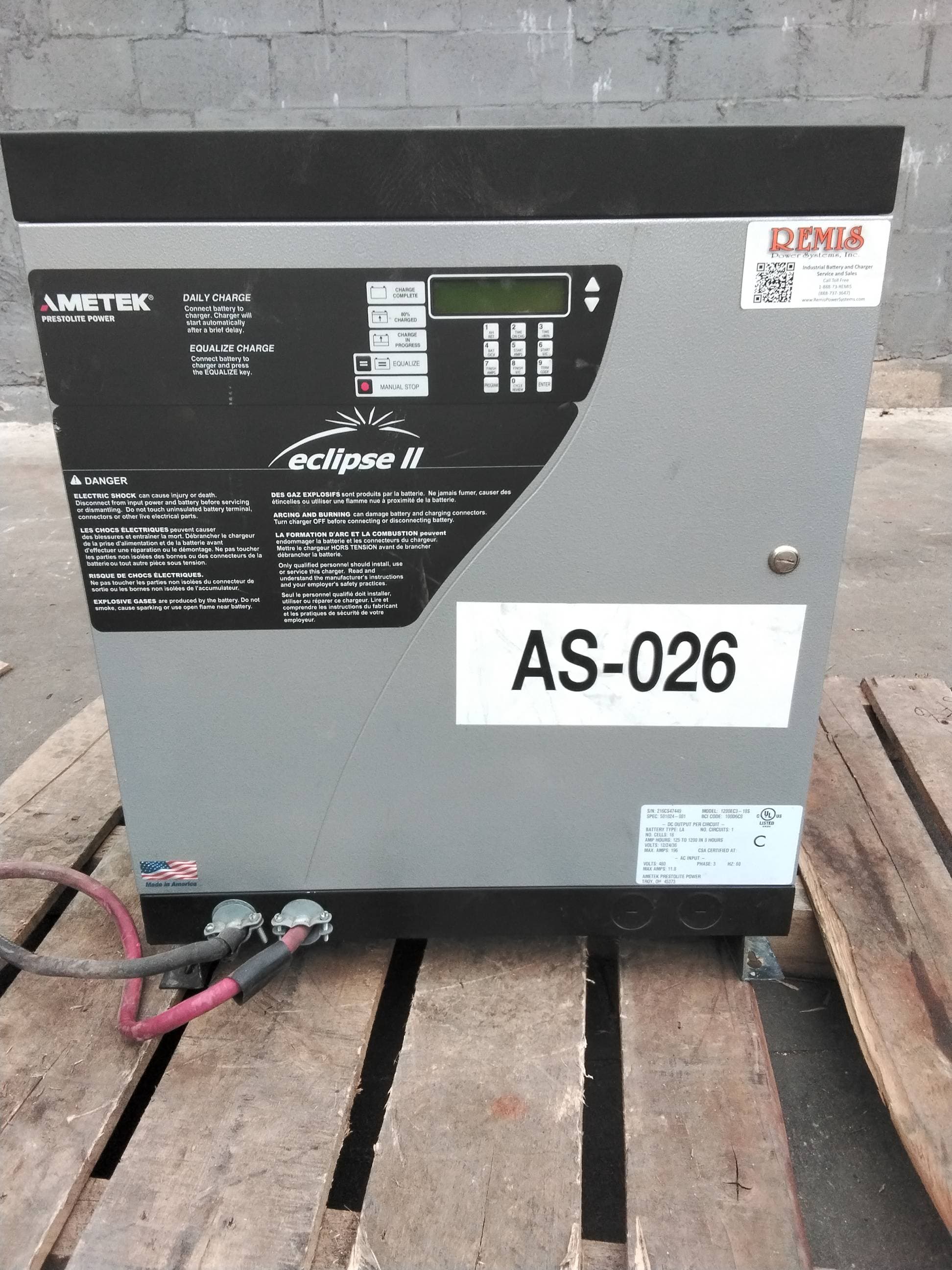 Ametek Prestolite Power 1200EC3-18S 36V Industrial Forklift Battery Charger #173