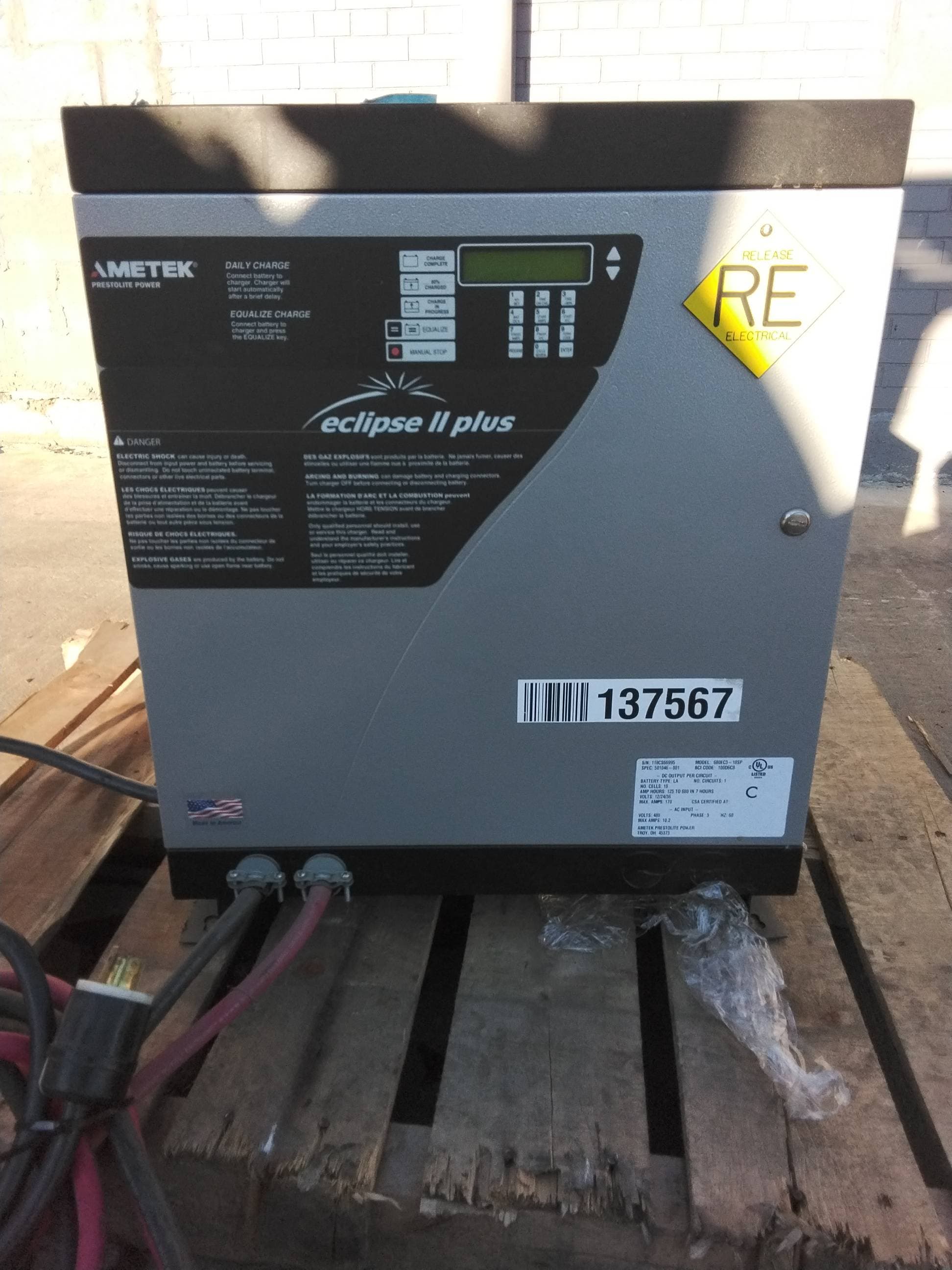 Ametek Prestolite Power Model: 680EC3-18SP 12/24/36V Industrial Forklift Battery Charger