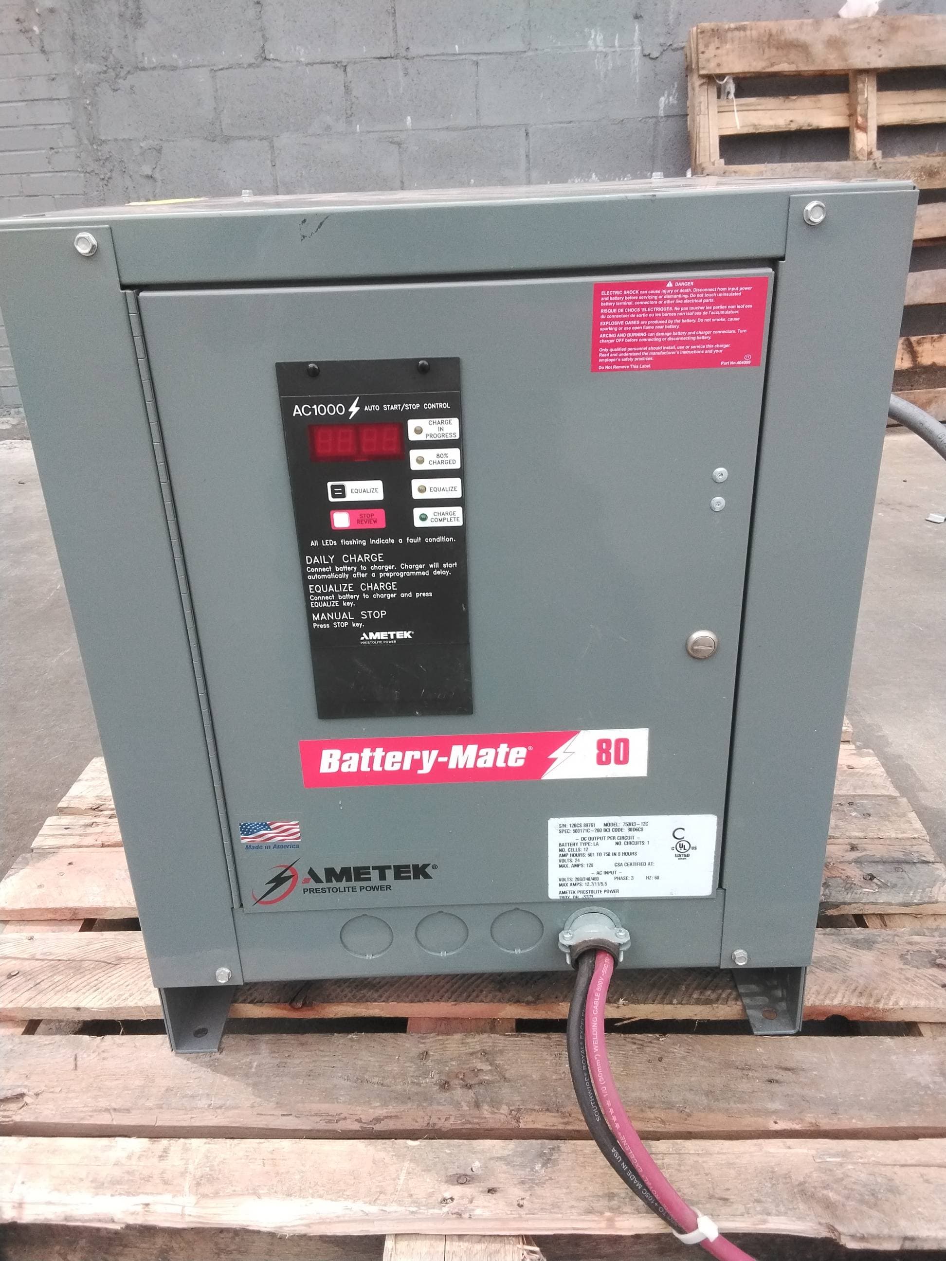 Ametek Prestolite Power Model: 750H3-12C 24V Industrial Forklift Battery Charger